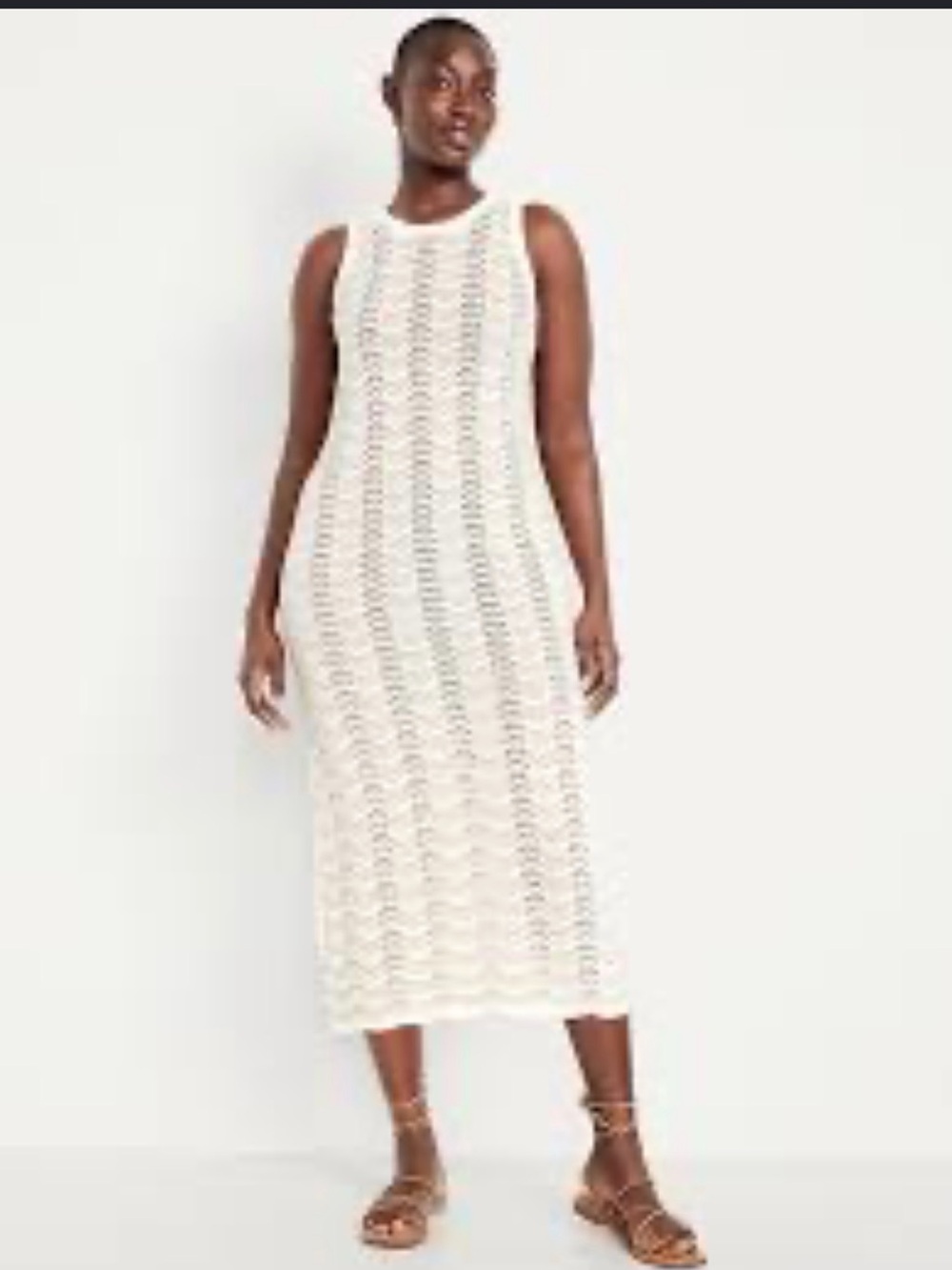 Old Navy Sleeveless Knit Crochet Midi Dress Sz M - Picture 2 of 8